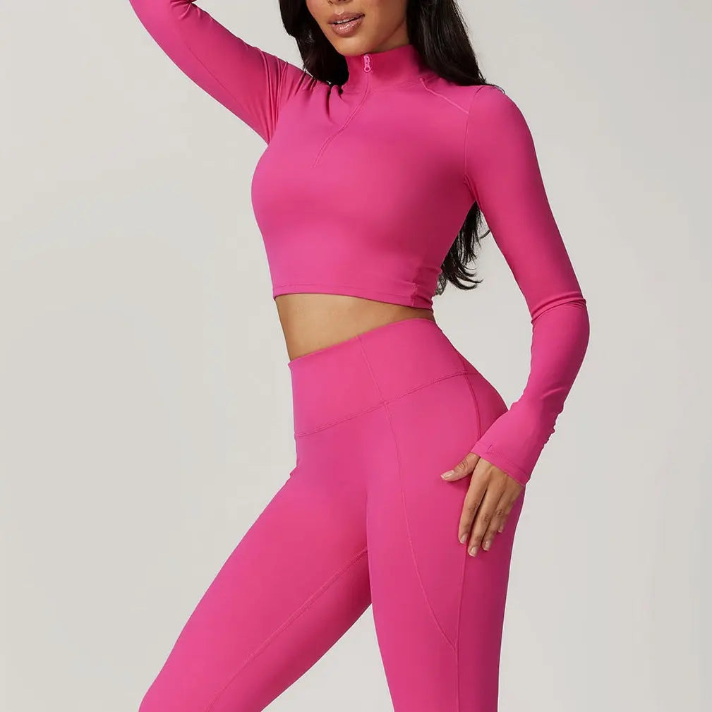Top demi-zip KIVARA Motion crop – manches longues, seconde peau Kivara Wear