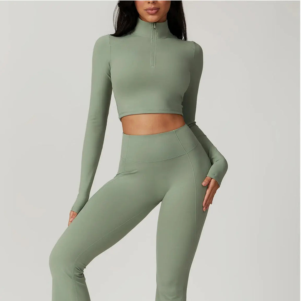 Top demi-zip KIVARA Motion crop – manches longues, seconde peau Kivara Wear