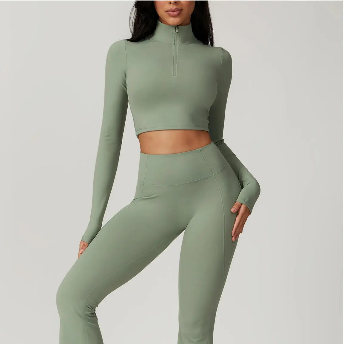 Top demi-zip KIVARA Motion crop – manches longues, seconde peau Kivara Wear