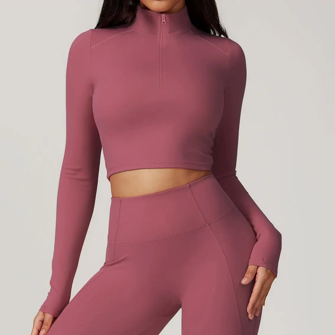 Top demi-zip KIVARA Motion crop – manches longues, seconde peau Kivara Wear