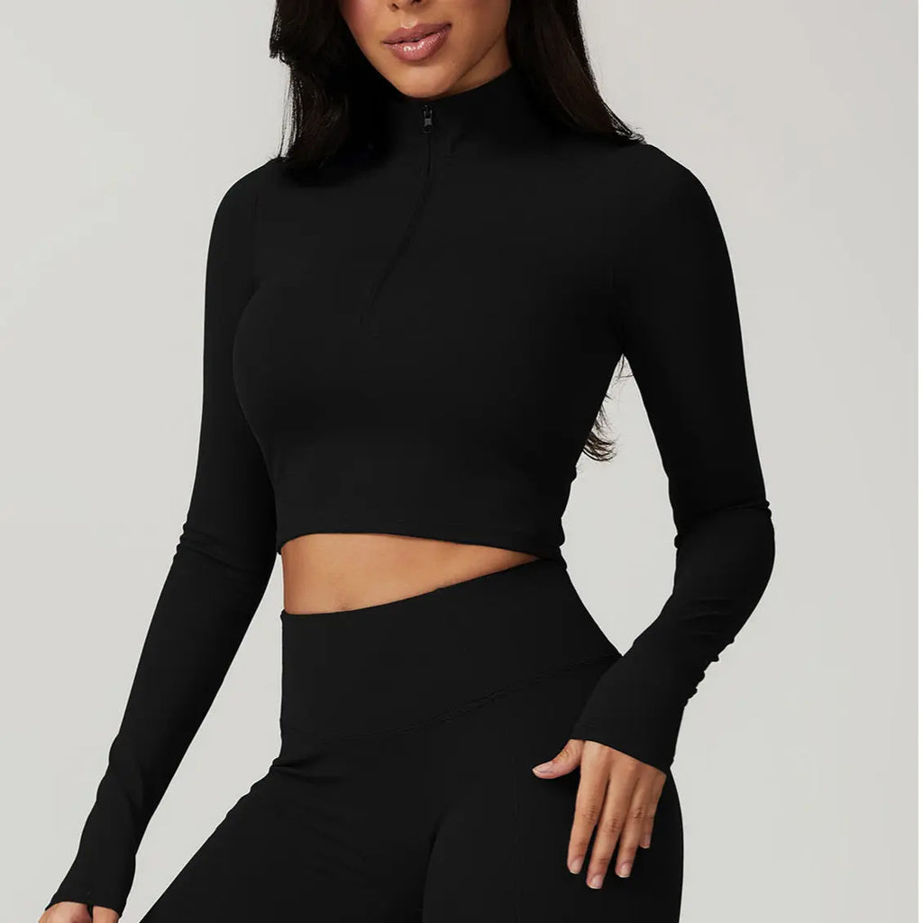 Top demi-zip KIVARA Motion crop – manches longues, seconde peau Kivara Wear