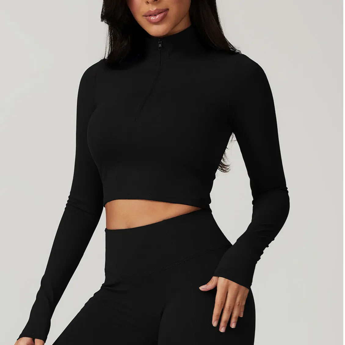 Top demi-zip KIVARA Motion crop – manches longues, seconde peau Kivara Wear