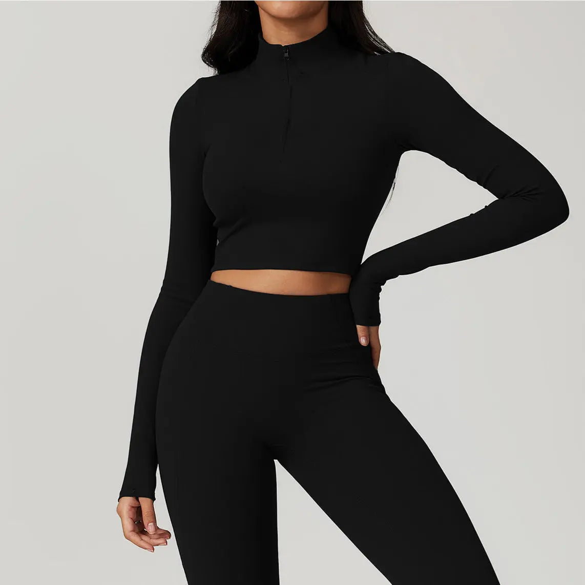 Top demi-zip KIVARA Motion crop – manches longues, seconde peau Kivara Wear
