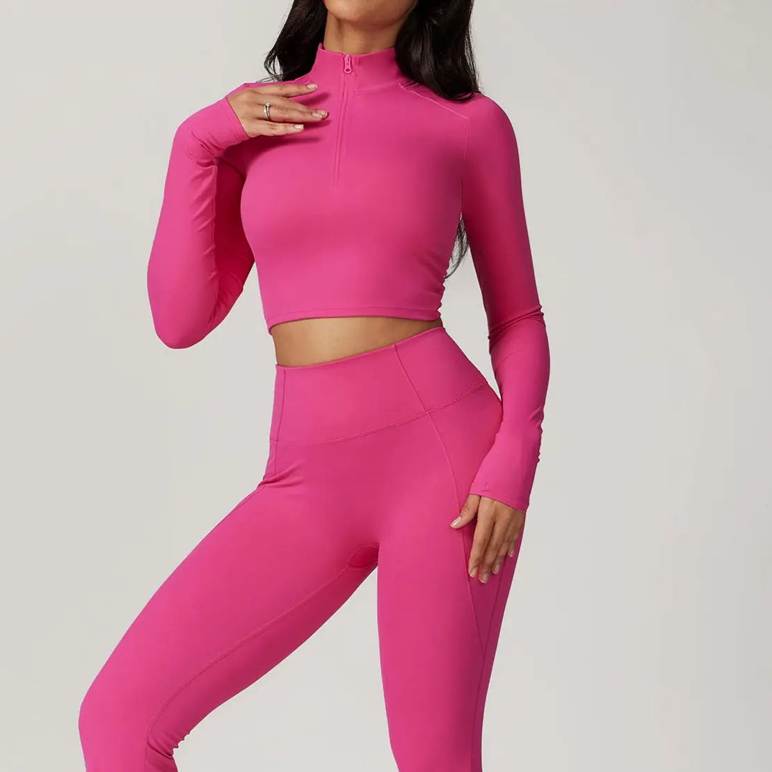 Top demi-zip KIVARA Motion crop – manches longues, seconde peau Kivara Wear
